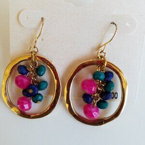 Kim Rogers Earrings Magenta Blue Green Gold "Boho Wrap"